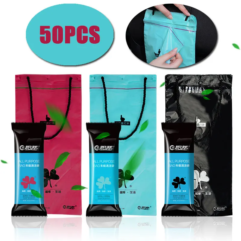Biodegradable Bin Liner - 50 Pcs Car Disposable Trash Bags