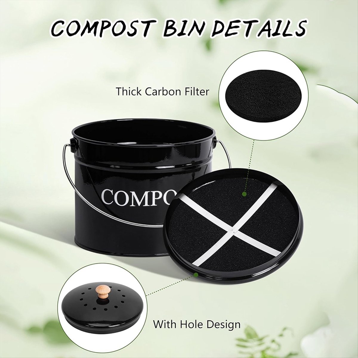 Kitchen Compost Bin for Kitche - огляд і ціна Compost Bin Countertop